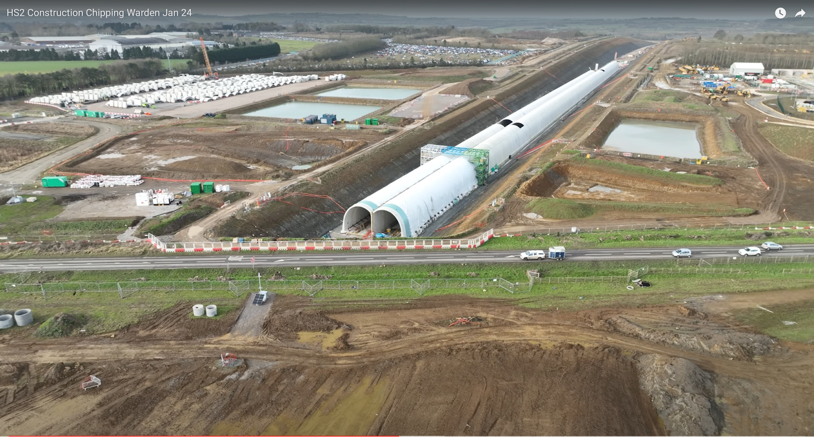 Cut and cover tunnel for HS2 in England under construction, 2024 